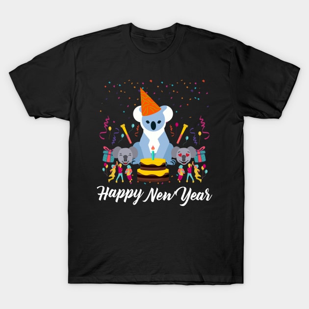 2021 Happy New Year Cute Koala Bear Animal Lover T-Shirt by Hasibit